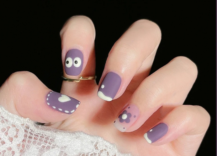 紫色美甲款式合集，?學(xué)美甲在麗竹分享