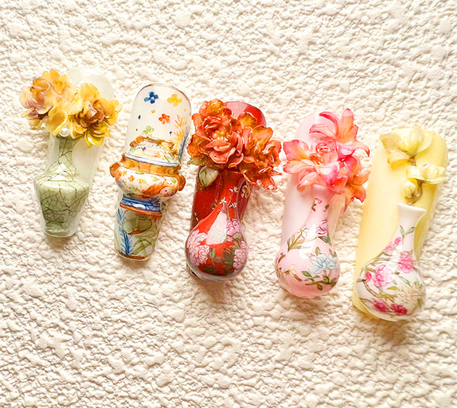 國風瓷器美甲，南寧美甲款式造型作品