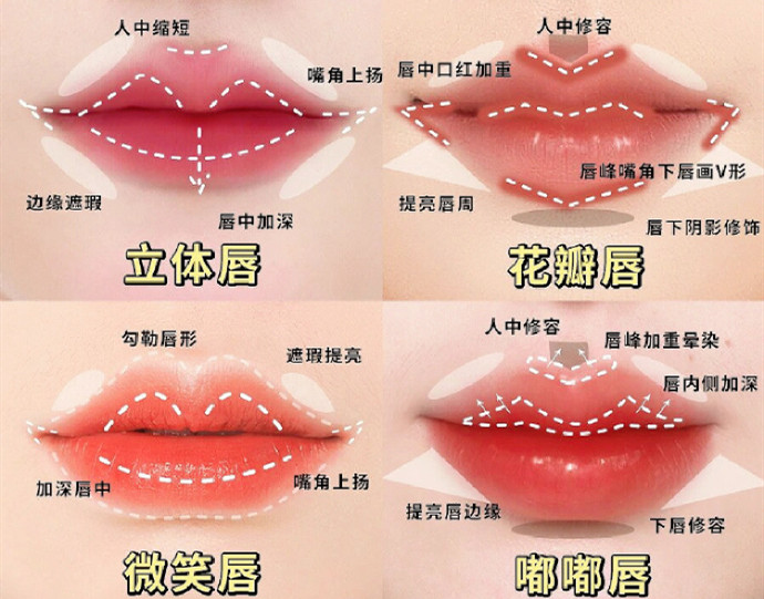 不同唇妝畫法教程，南寧化妝教學機構分享