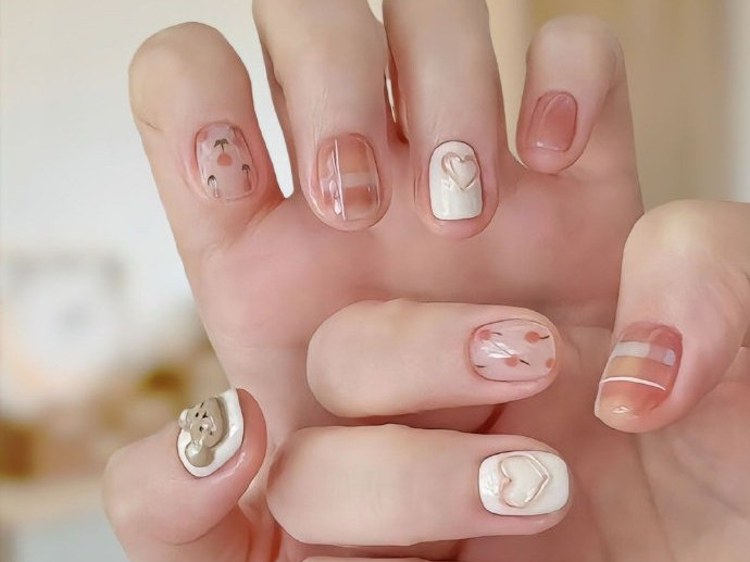 清新短甲圖片，廣西美甲店學(xué)徒推薦款