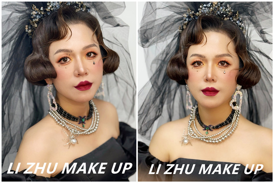 暗系朵拉造型，南寧培訓(xùn)化妝高彩作品