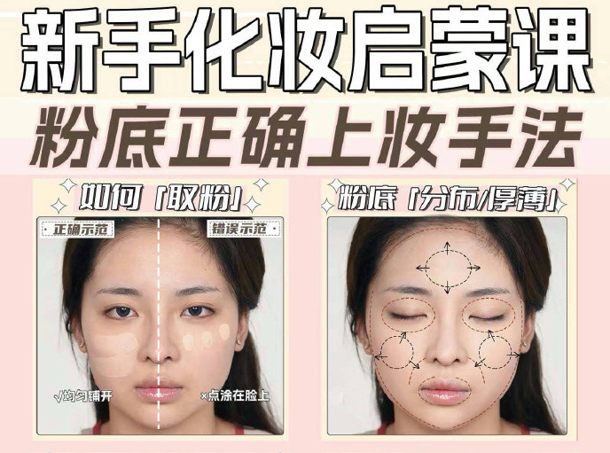 粉底液上妝的手法，南寧化妝新手教程