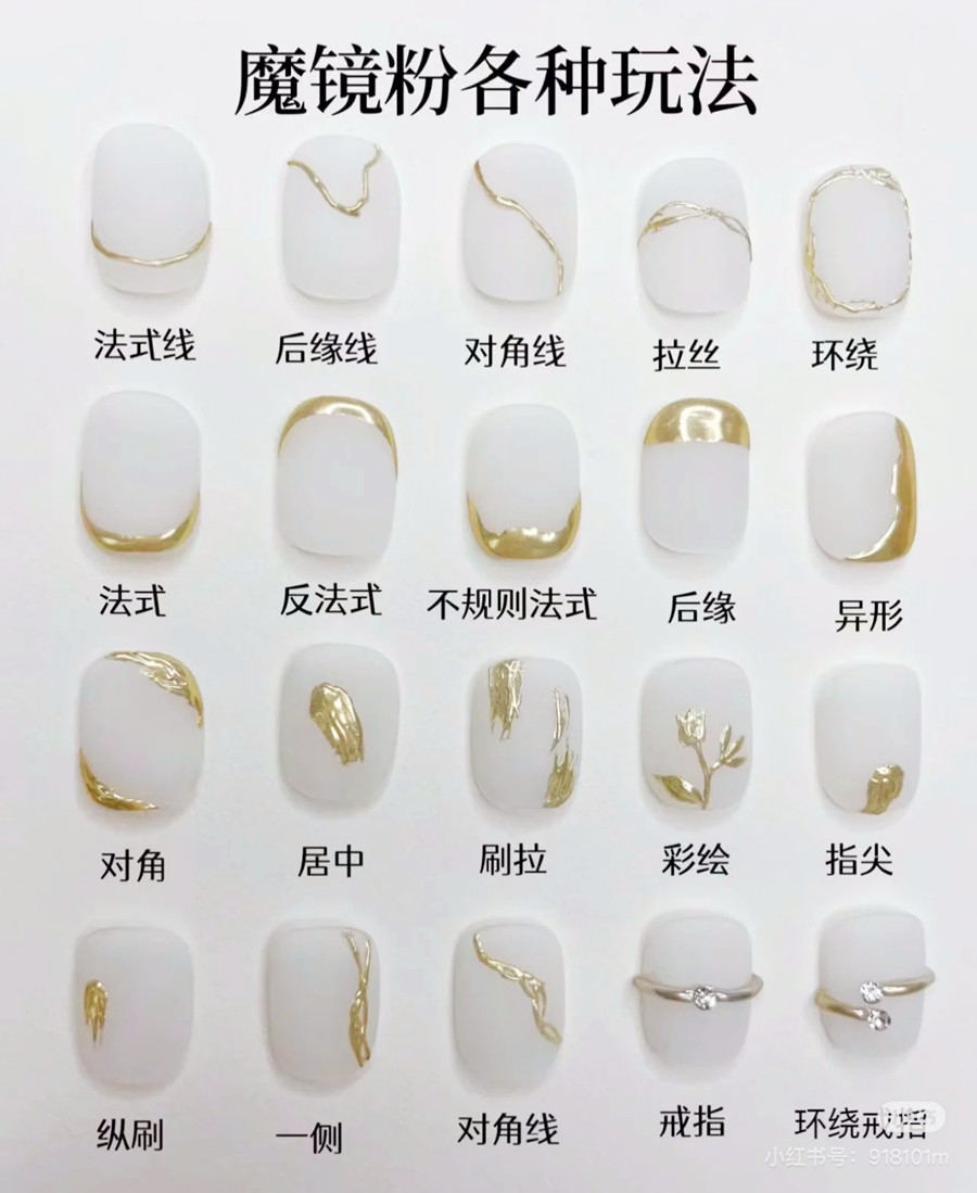 繪制不同魔鏡粉美甲的教程，廣西美甲師教學(xué)