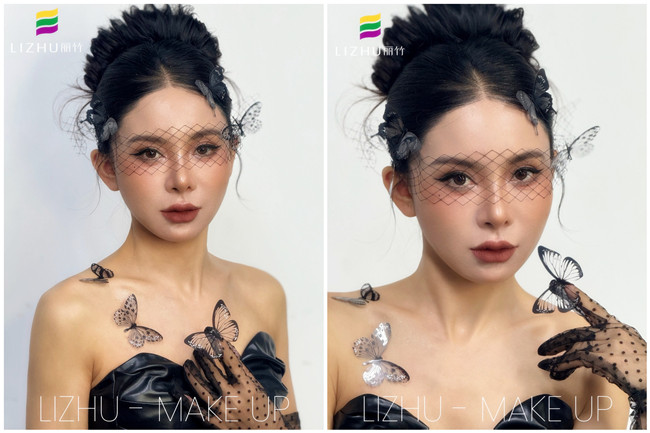 黑色蝴蝶面紗造型，廣西化妝專業(yè)課堂作品