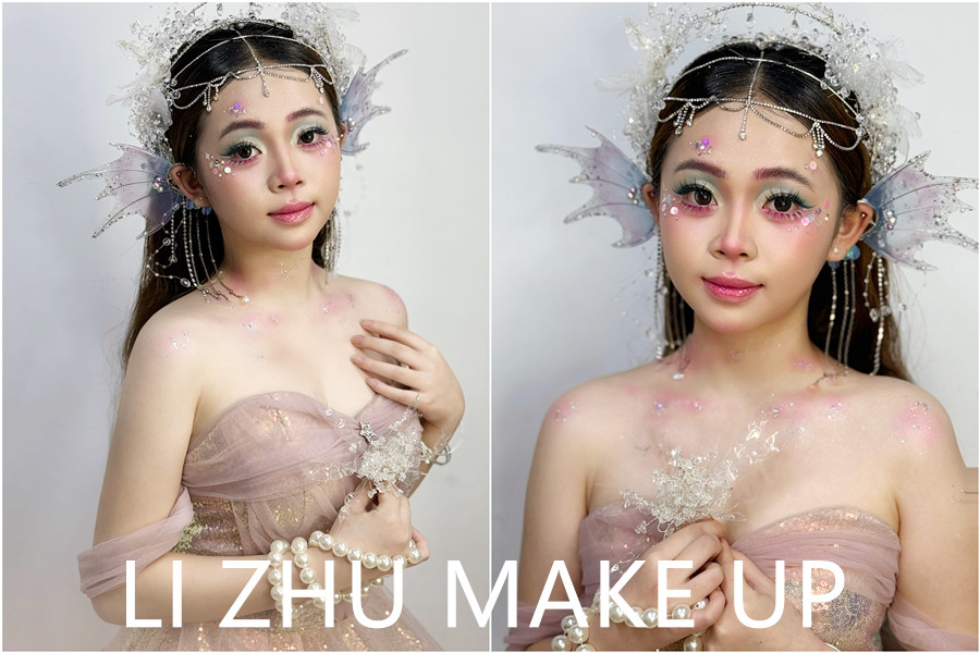 人魚妝造手法示范，南寧美妝專業(yè)學(xué)校課堂